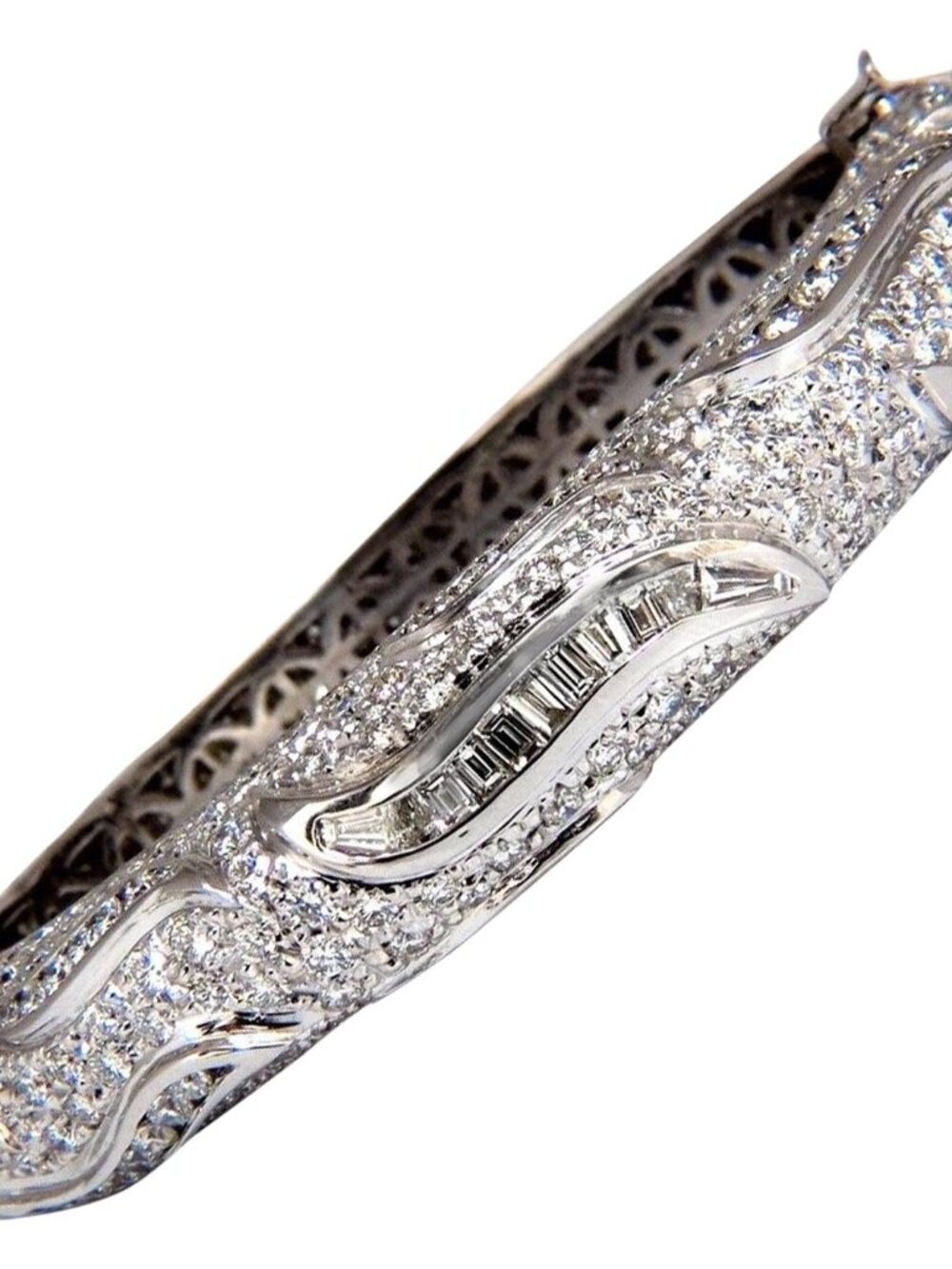 14.02ct natural diamonds eternity encrusted bangle bracelet 18kt Glam*